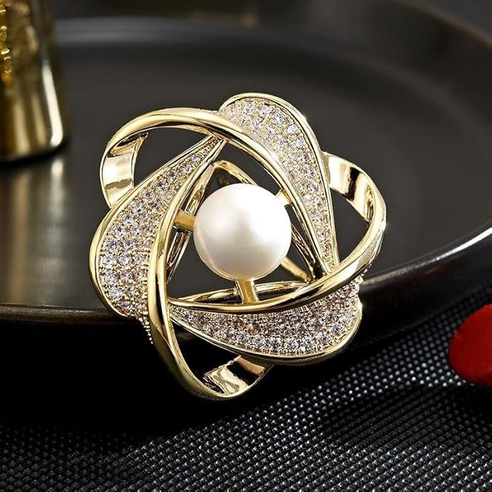 Flower Floral Brooch Pin Pearl Rhinestone Crystal Brooches Pins Scarf Brooch Clip Christmas Lapel Pin Dress Accessories for Women