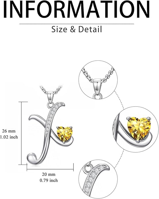 Valentines Day Gifts for Women Alphabet A to Z Initial Birthstone Pendant Necklaces for Women - 18k White Gold Plated Personalized Name Jewelry Valentine Mothers Day Birthday Gifts for Women Her Girlfriend