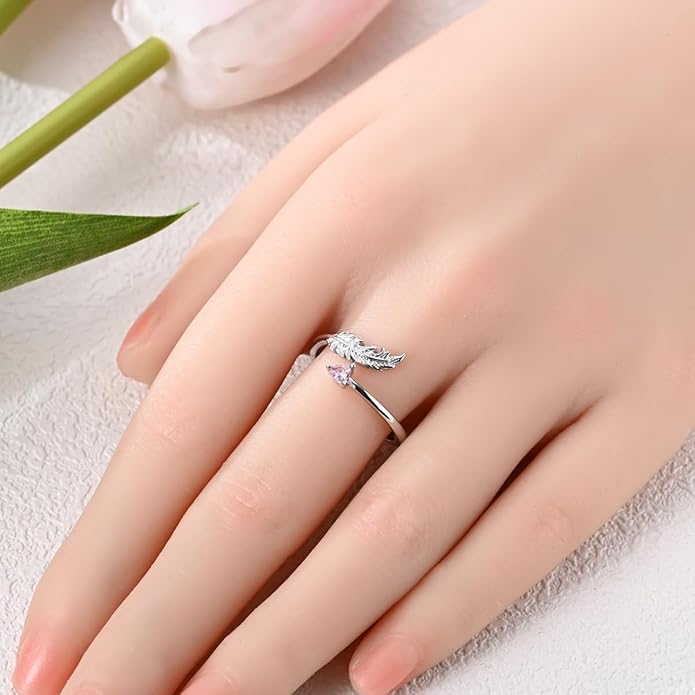 Parmuz 925 Sterling Silver Adjustable Ring for Woman Stackable Open Lucky Ring Eternity Bands Dainty CZ Statement Engagement