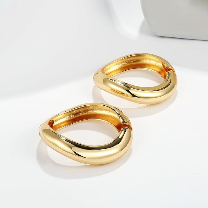Elegance 11 designs Gold Bangles For Women Chunky Trendy Hinged Cuff Open Bracelet Wide Minimalist Bracelets Jewelry Gift