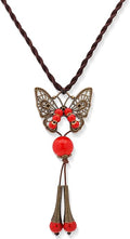 MINACHI Hippie Boho Colorful Ceramic Bead Butterfly Charm Pendant Y Necklace, Vintage Bohemian Statement Jewelry Gift for Women