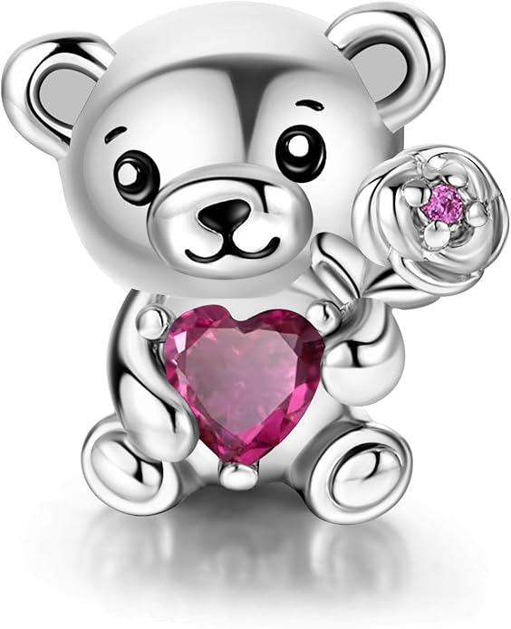 Birthday Fashion Love Heart Dangle Charm 925 Sterling Silver Charms fits Bracelets and Necklace Pendant Bead Charms Jewelry Present for Women Family Friends