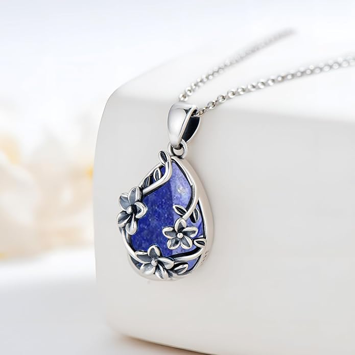 JUSTKIDSTOY Moonstone Necklace 925 Sterling Silver Teardrop Pendant Necklace Jewelry Gifts for Women Girls