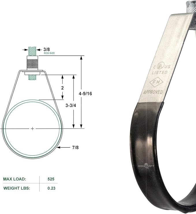HIGHCRAFT ITS-Q03 Swivel Loop Pipe Hanger, Plastic Coated Steel, 3 in, 3 in - Image 7