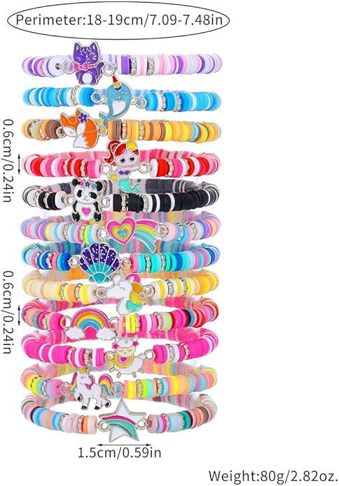 Friendship Bracelets Boho Stackable Bracelets for Women Surfer Heishi Clay Bead Bracelets Stretch Preppy Bracelets Colorful Boho Bracelets for Women