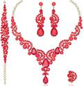 CSY Elegant Crystal Necklace Earrings Bracelet Ring Bridal Wedding Party Costume Jewelry Sets for Brides Women