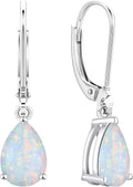 YL 925 Sterling Silver Teardrop Dangle Drop Earrings for Women 7x10 MM Solitaire Birthstone Leverback Jewelry