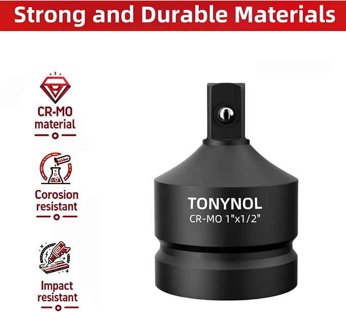 TONYNOL Impact Socket Adapter 1" F to 3/4" M, Cr-Mo Steel, Enhances Impact - Image 4