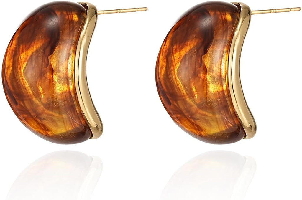 Acrylic Hoop Earrings Sterling Silver Lucite Clear Resin Rectangle Transparent Hoops for Women
