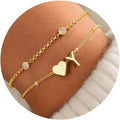 Turandoss Valentines Day Gifts for Kids Teen Girls - Dainty 14K Gold Plated Layered Heart Letter A-Z Charm Bracelet Stack Mom Daughter Jewelry Birthday Valentines Day Gifts for Girlfriend Wife