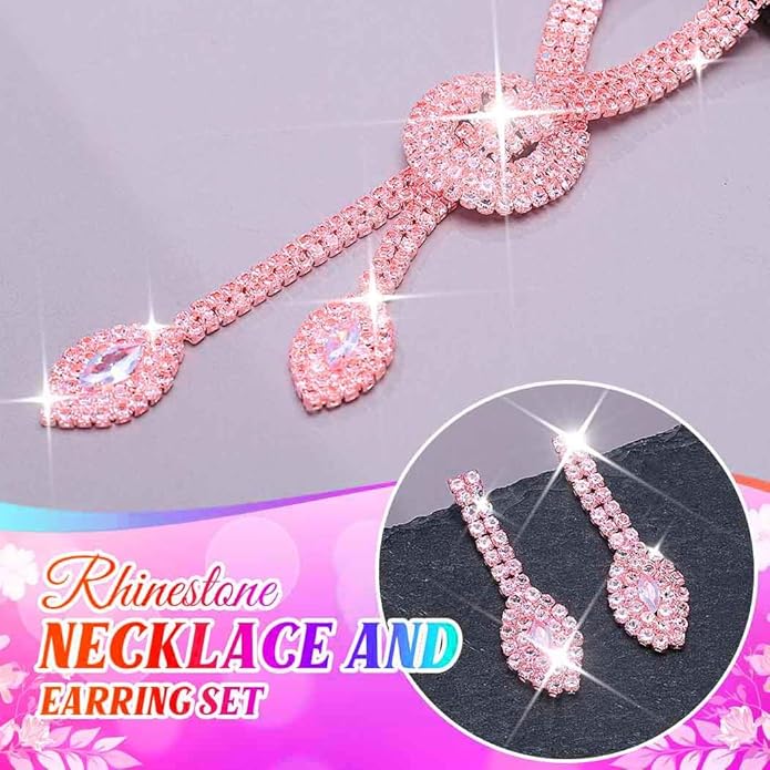 Unicra Silver Rhinestone Bridal Wedding Jewelry Set Crystal Necklace Earrings Sets Formal Prom Costume Jewelry Sets for Women and Brides