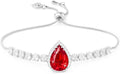 Linawe Crystal Imitation Diamond Rhinestone Charm Bracelets for Women, Gold/Silver/Rose Gold Adjustable Chain Bracelet, Teardrop Birthstone Cubic Zirconia Prom Costume Wedding Jewelry