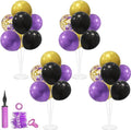 ZJDHPTY Halloween Decorations, 4Set Purple Black Gold Balloon Stand Kit | by ZJDHPTY