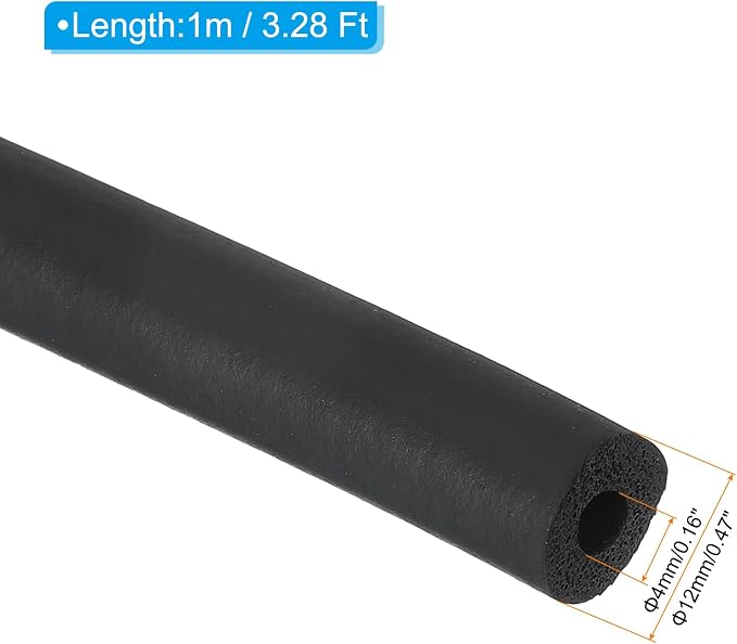 PATIKIL 4mm ID x 12mm OD x 1m Long Pipe Insulation Foam Tube, Pipe Cover Wrap - Image 2