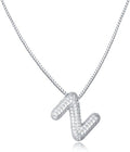 SKQIR Diamond Initial Letter Necklace for Women Bubble Gold Plated Puffy Balloon Alphabet Crystal Zircon Pendant Name Necklace Dainty Charms Trendy Jewelry Gift for Women