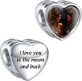 Annmors Personalized Photo Charms For Bracelets/Necklace 925 Sterling Silver Love Heart Shaped Engraved Customize Picture Gift for Birthday Mother's Day,Bead Charms Jewelry for Women