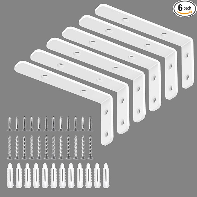 LSK 6PCS L Bracket, L 4"×H 2" Shelf Support Bracket, Max Load :42lb, Living Room by LSK