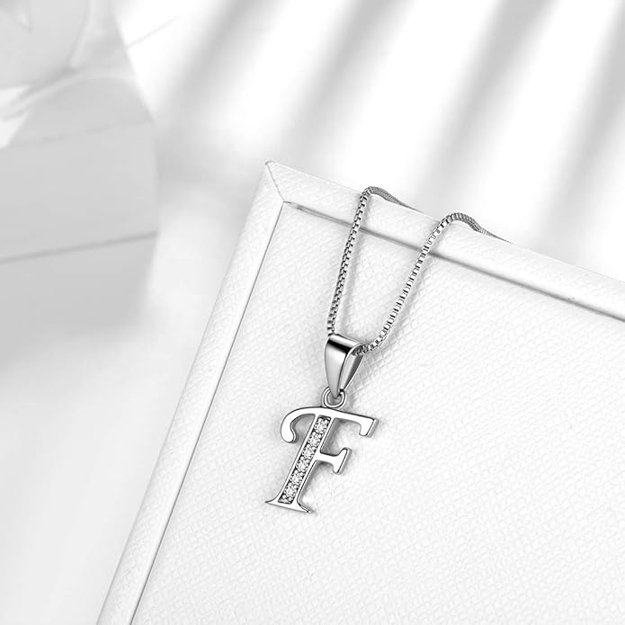 Aurora Tears Letter Necklace Initial 925 Sterling Silver Alphabet Pendant Crystal Name Gift Women Cubic Zirconia Jewelry