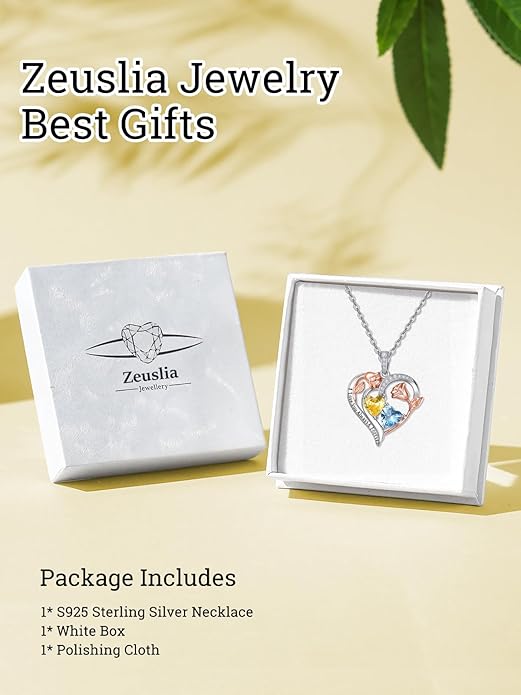 Valentine's Day Gifts for Wife 925 Sterling Silver Double Birthstone Pendant Necklaces I Love You for Always and Forever Necklace Anniversary Birthday Gifts for Wife Girlfriend Mom Her