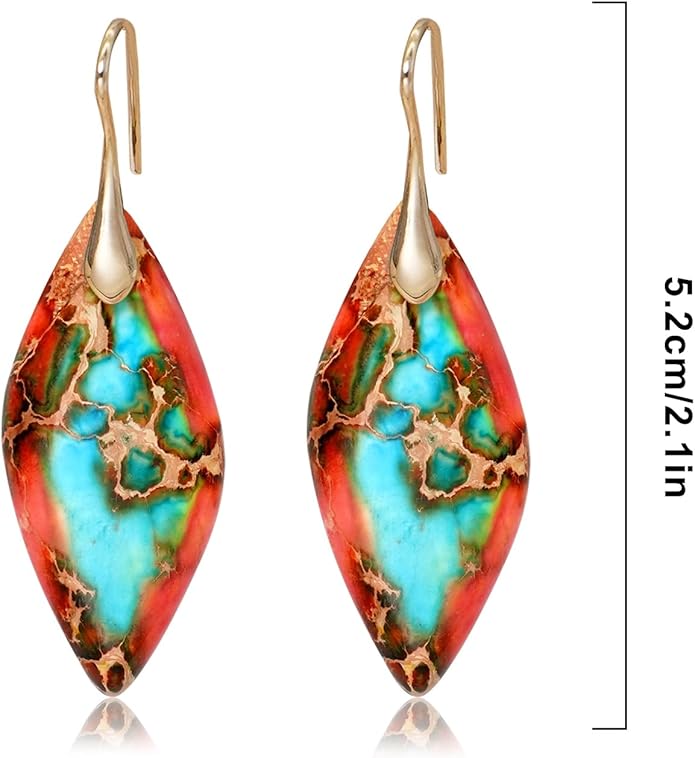 Natural Stone Earrings Multishape Dangle Drop Earrings Boho Stone Earring for Women