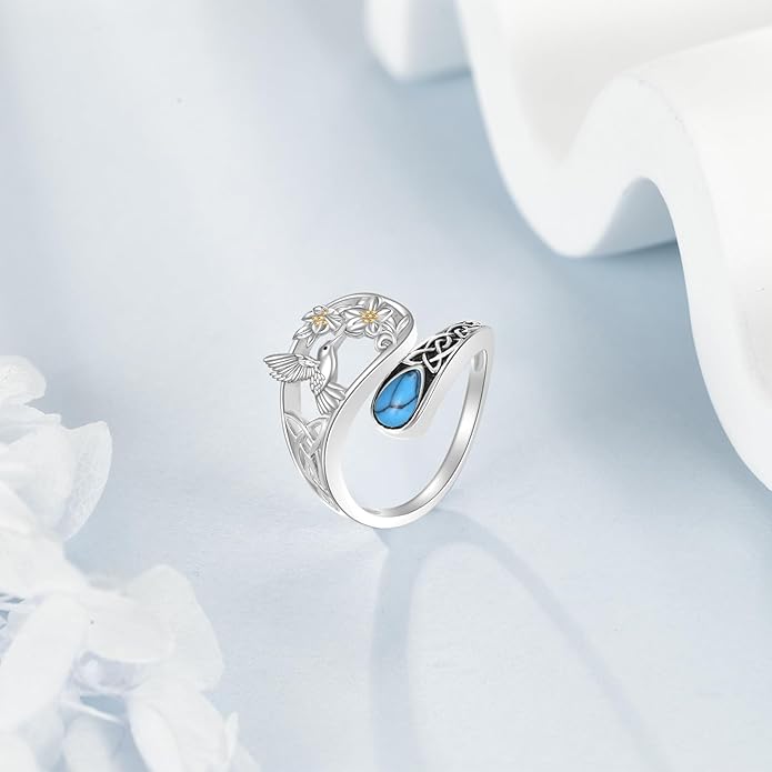 Animal Spoon Ring 925 Sterling Silver Adjustable Animal Spoon Ring Jewelry Gifts for Women Men