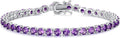 FANCIME Birthstone Bracelet Sterling Silver Gemstone Tennis Bracelets Fine Jewelry Wedding Bridal Prom Birthday Gift for Women Her, Length 7.2 Inch Width 4mm