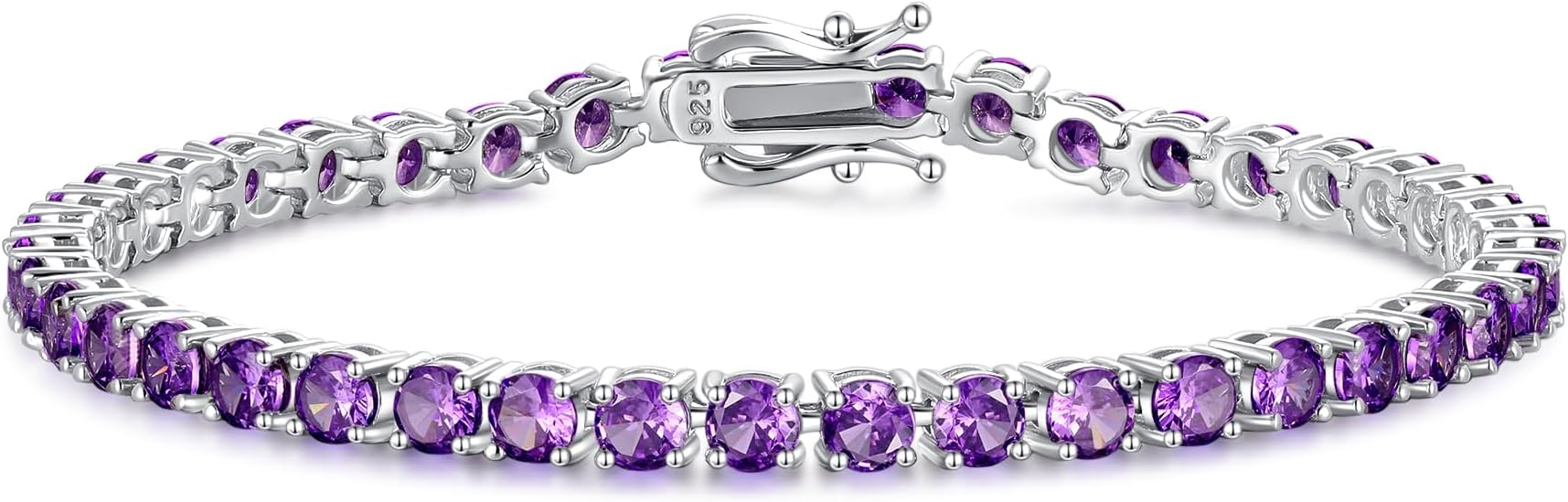FANCIME Birthstone Bracelet Sterling Silver Gemstone Tennis Bracelets Fine Jewelry Wedding Bridal Prom Birthday Gift for Women Her, Length 7.2 Inch Width 4mm