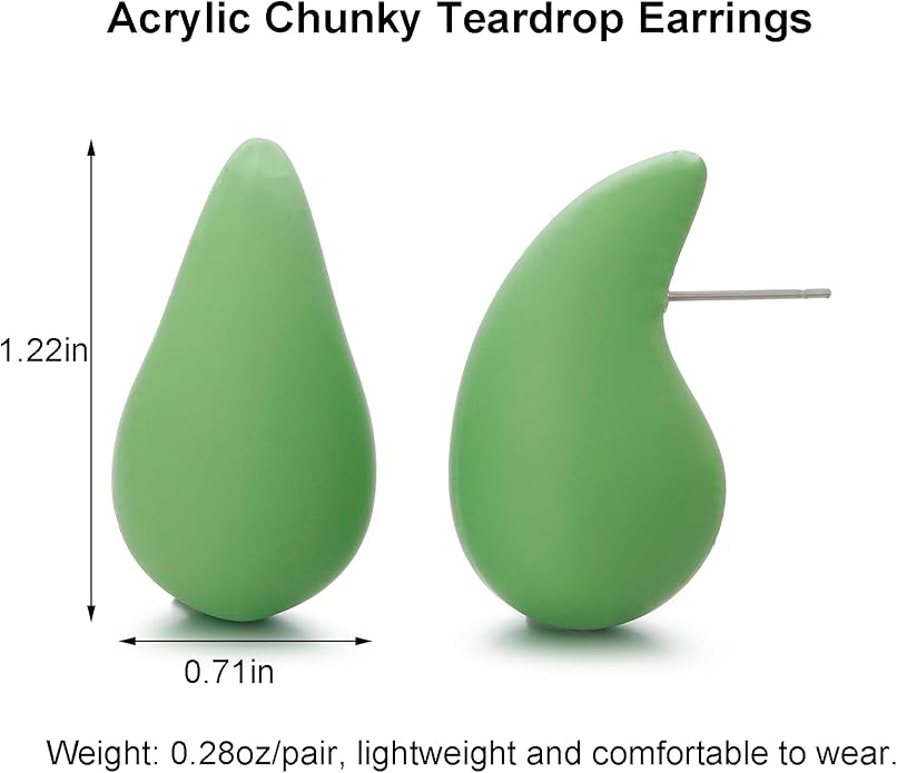 Chunky Acrylic Hoop Earrings, Lightweight Waterdrop Hoops Earrings, Hypoallergenic Trendy Jewelry for Women
