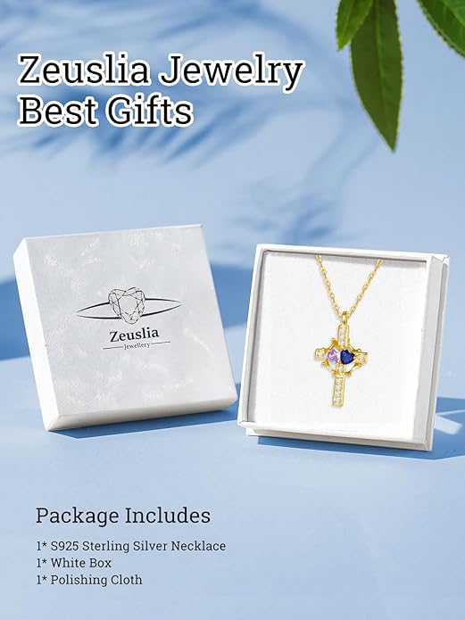 Valentine's Day Gifts for Wife 925 Sterling Silver Double Birthstone Pendant Necklaces I Love You for Always and Forever Necklace Anniversary Birthday Gifts for Wife Girlfriend Mom Her