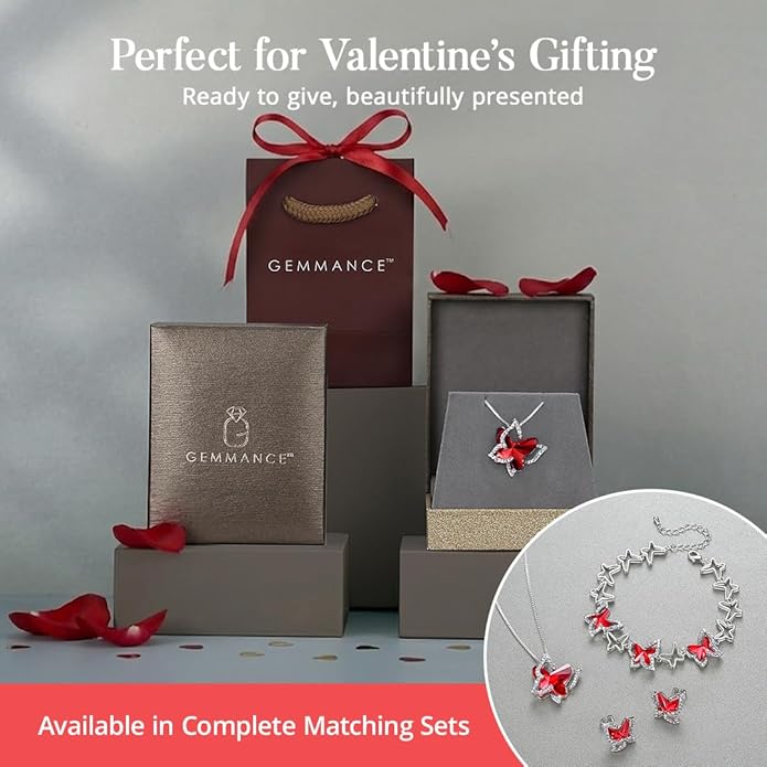 Valentine's Day Gift Butterfly Birthstone Crystal Necklace, Silver Tone with 18”+2” Chain, Necklace for Mother’s Day Anniversary Birthday Gifts for Women and Daughter