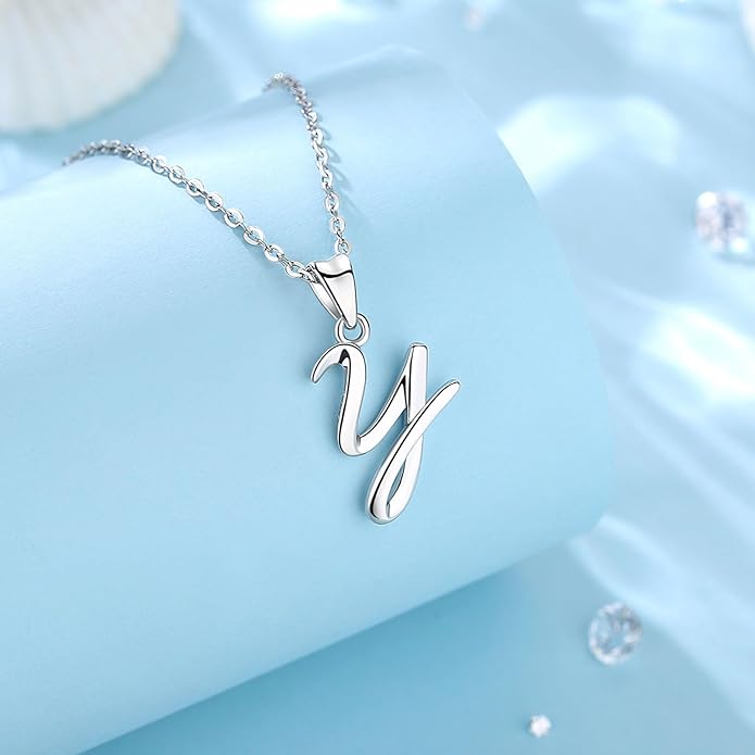EUDORA Sterling Silver Initial Necklaces for Women, Classic 26 Letter Neckless Gifts for Girls, Sister, Mother Daughter, 18 inch Chain