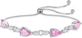 Teardrop Birthstone Bracelet for Women, S925 Sterling Silver Pear Cut Cubic Zirconia Bracelet Dainty Adjustable Chain Jewelry Gift for Her