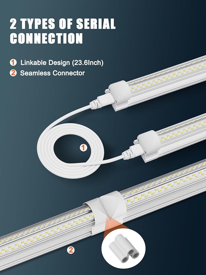 Industrial-grade Ultra-Bright 100W 8FT Led Shop Lights 15000LM 6Pack | 8' - Image 6