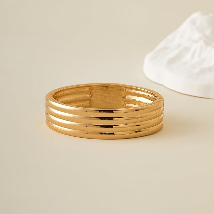 Chunky Gold Bangles Bracelet for Women Trendy Statement Bracelet Dainty Charm Gold Valentine's Day Gift Jewelry for Her