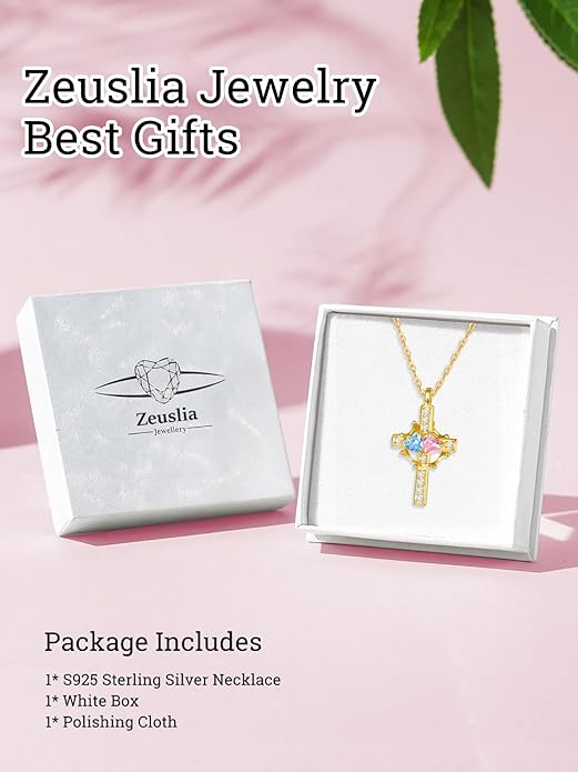 Valentine's Day Gifts for Wife 925 Sterling Silver Double Birthstone Pendant Necklaces I Love You for Always and Forever Necklace Anniversary Birthday Gifts for Wife Girlfriend Mom Her