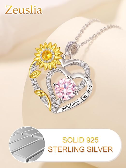 Valentine's Day Gifts for Wife 925 Sterling Silver Double Birthstone Pendant Necklaces I Love You for Always and Forever Necklace Anniversary Birthday Gifts for Wife Girlfriend Mom Her