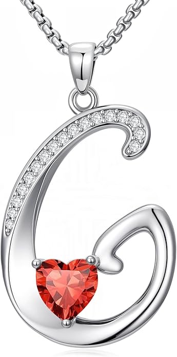 Valentines Day Gifts for Women Alphabet A to Z Initial Birthstone Pendant Necklaces for Women - 18k White Gold Plated Personalized Name Jewelry Valentine Mothers Day Birthday Gifts for Women Her Girlfriend