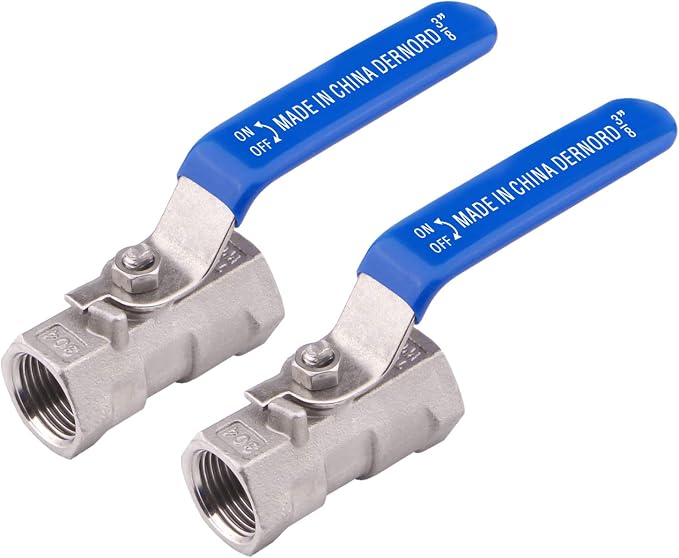 DERNORD Stainless Steel Ball Valve 1PC Type 3/8 Inch NPT Standard Port by DERNORD