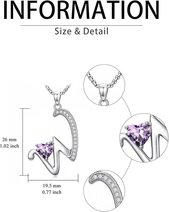 Valentines Day Gifts for Women Alphabet A to Z Initial Birthstone Pendant Necklaces for Women - 18k White Gold Plated Personalized Name Jewelry Valentine Mothers Day Birthday Gifts for Women Her Girlfriend