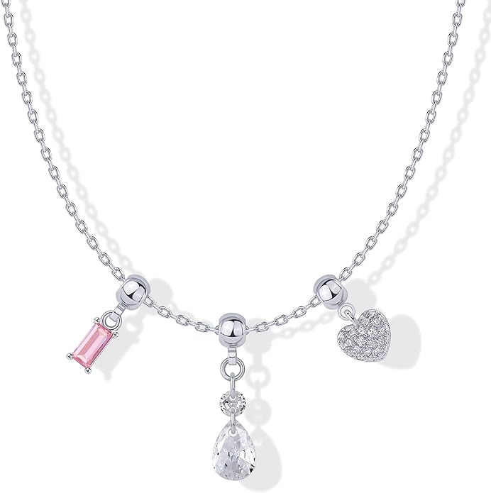 PAVOI 14K Gold Plated Dainty Necklace with Charms Set - Hypoallergenic Adjustable Chain Gold Charm Necklace for Women - Small Motif & Mantra 2 and 3-Pack Removable Pendants - Cute Jewelry Gifts