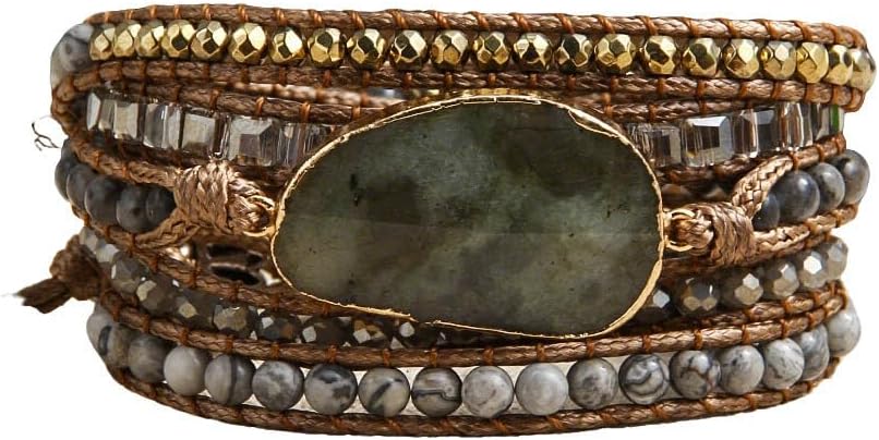 ZOSOJONA Women Wrap Bracelets Boho Natural Stone Jasper Turquoises Strand Bracelet Jewelry Collection