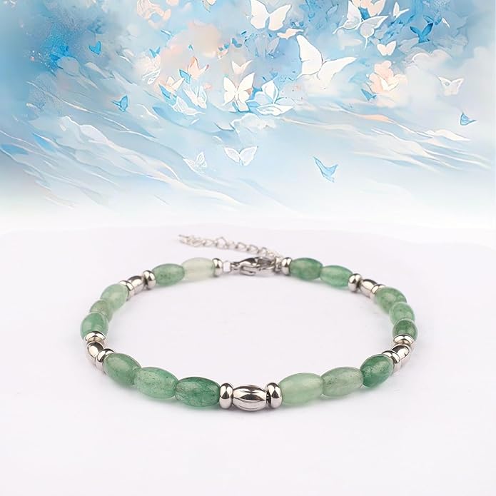 Natural Gem Stone Beaded Bracelets for Women Adjustable Stainless Steel Agate Lapis Tiger Eye Aventurine Rose Quartz
