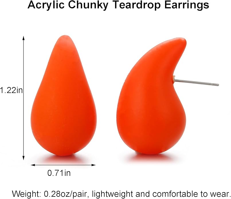 Chunky Acrylic Hoop Earrings, Lightweight Waterdrop Hoops Earrings, Hypoallergenic Trendy Jewelry for Women