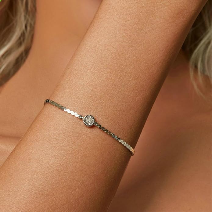 14K White Gold Over S925 Sterling Silver Princess/Round Cut D-color VVS1 Diamond Bracelet, Adjustable Chain with 0.7ct/0.5ct/1ct Diamond, Ideal Surprise for Trendy Women