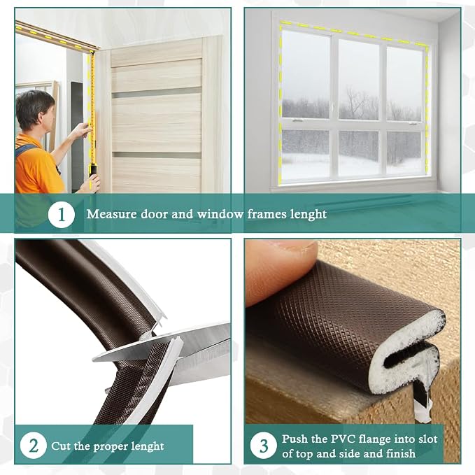LSGCQ Kerf Weather Stripping for Door Seal Strip, 60 Ft, Front Door Seal Strip - Image 7