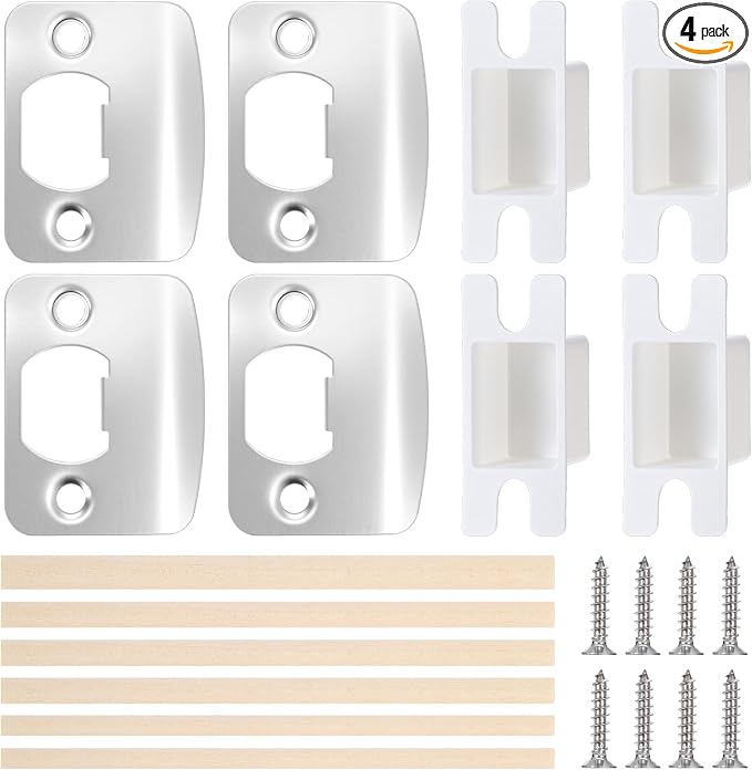 4 Sets Door Striker Plates, Door Latch Plate Doors Frame Repair Kit Strike Plate by Unknown