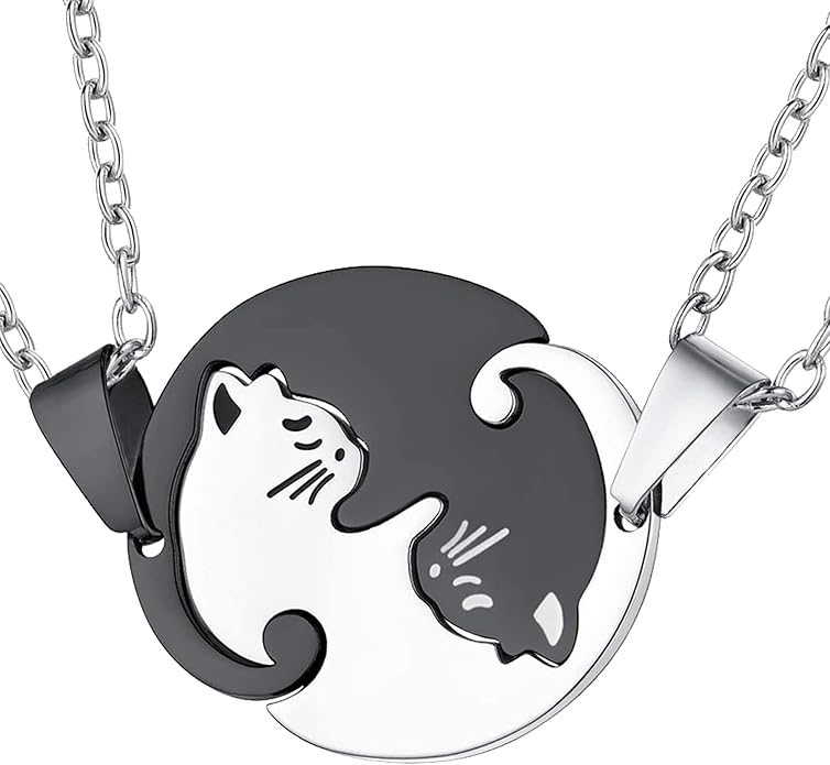 Couple Heart Or Cat BFF Best Friend for Girls Puzzle Friendship Pendant Necklaces,316L Stainless Steel