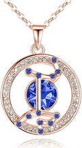 Leafael "Superstar Zodiac Constellation Pendant Necklace Made with Premium Crystal Horoscope Jewelry, Gold or Rose Gold Plated, 18"+ 2"