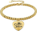 Beaded Gold Bracelet for Women Stretch Handmade Ball Charm Gifts for Women Dainty Don't Let The Hard Days Win Jewelry Charm Gifts for Her