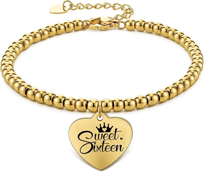 Beaded Gold Bracelet for Women Stretch Handmade Ball Charm Gifts for Women Dainty Don't Let The Hard Days Win Jewelry Charm Gifts for Her